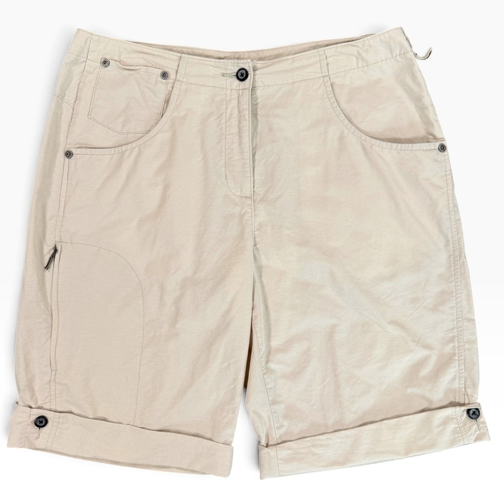 WOOLRICH Convertible Cuff Bermuda Shorts Womens 10 Stone Hiking Cargo Outdoor